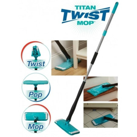 Mop Cu Microfibre Titan Twist pentru toate suprafetele, albastru