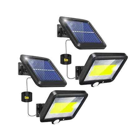 Lampa LED COB cu panou solar SL-F100, cu acumulator si telecomanda, negru