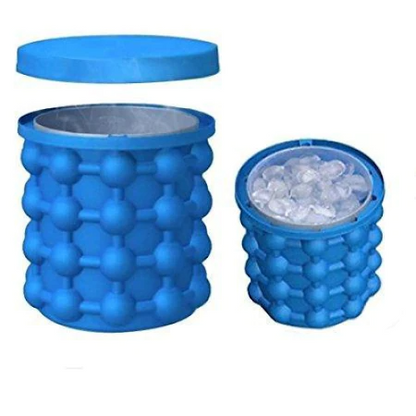 Frapiera din silicon pentru gheata Smart Ice Cube Maker, capac inclus, 120 de cuburi, albastru, 14x12 cm