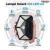 Lampa Solara 100 LED-uri Teno63, senzor de miscare, 3 moduri de iluminare, protectie IP65, Waterproof, exterior, negru