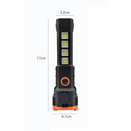 Lanterna LED C120, Lumina Frontala si Laterala, Dispozitiv Spargere Geamuri si Taiere Centura de Siguranta, Reincarcabila USB