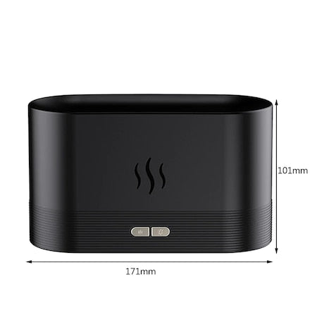 Difuzor Aromaterapie Si Umidificator Ultrasonic Cu Efect Flacara, Touch, Silentios, Negru, 180ML