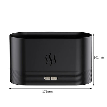 Difuzor Aromaterapie Si Umidificator Ultrasonic Cu Efect Flacara, Touch, Silentios, Negru, 180ML