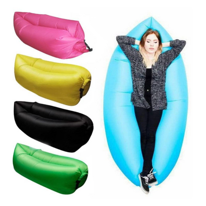 Saltea Gonflabila tip Lazy Bag cu ghiozdan inclus, 230x70 cm, umflare fara pompa, Verde