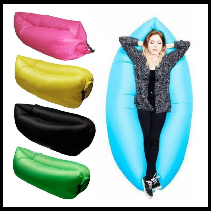 Saltea Gonflabila tip Lazy Bag cu ghiozdan inclus, 230x70 cm, umflare fara pompa, Verde