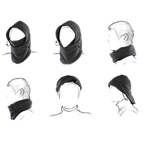Cagula termica cu protectie pentru gat, material polar, negru