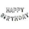Set baloane folie Flippy, Happy Birthday, 40 cm, argintiu
