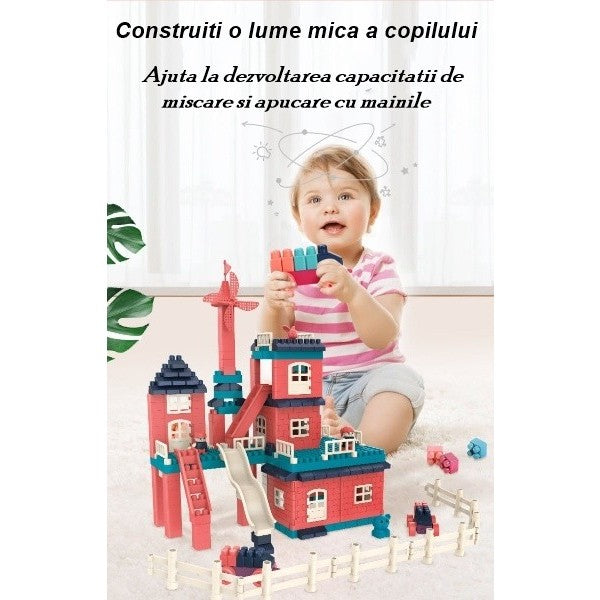 Set constructii, casa si curte, 251 piese, multicolor