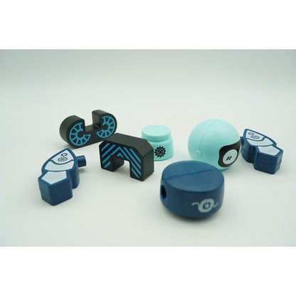 Set inteligent de blocuri magnetice pentru copii, 7 piese, robotel, albastru