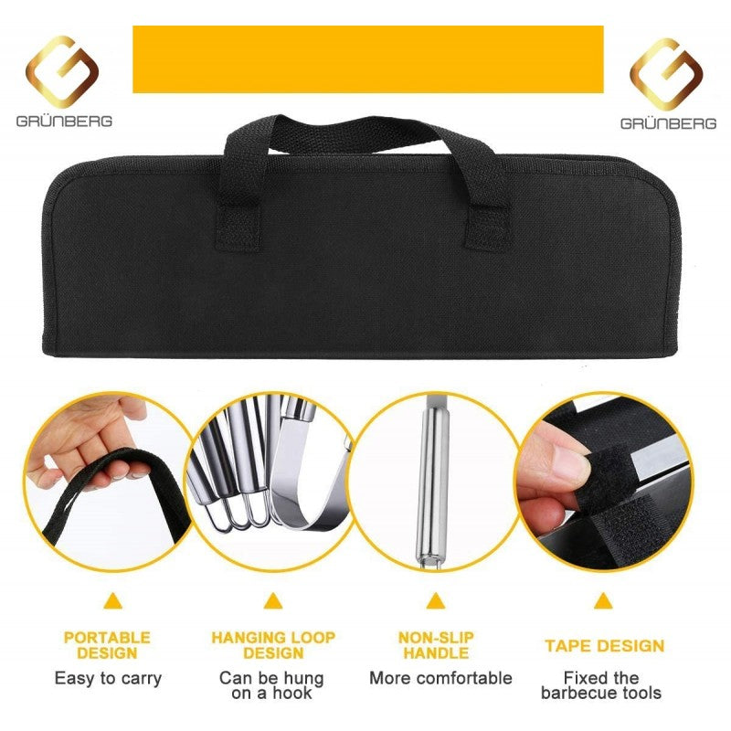 Set ustensile din inox pentru gratar, 5 piese