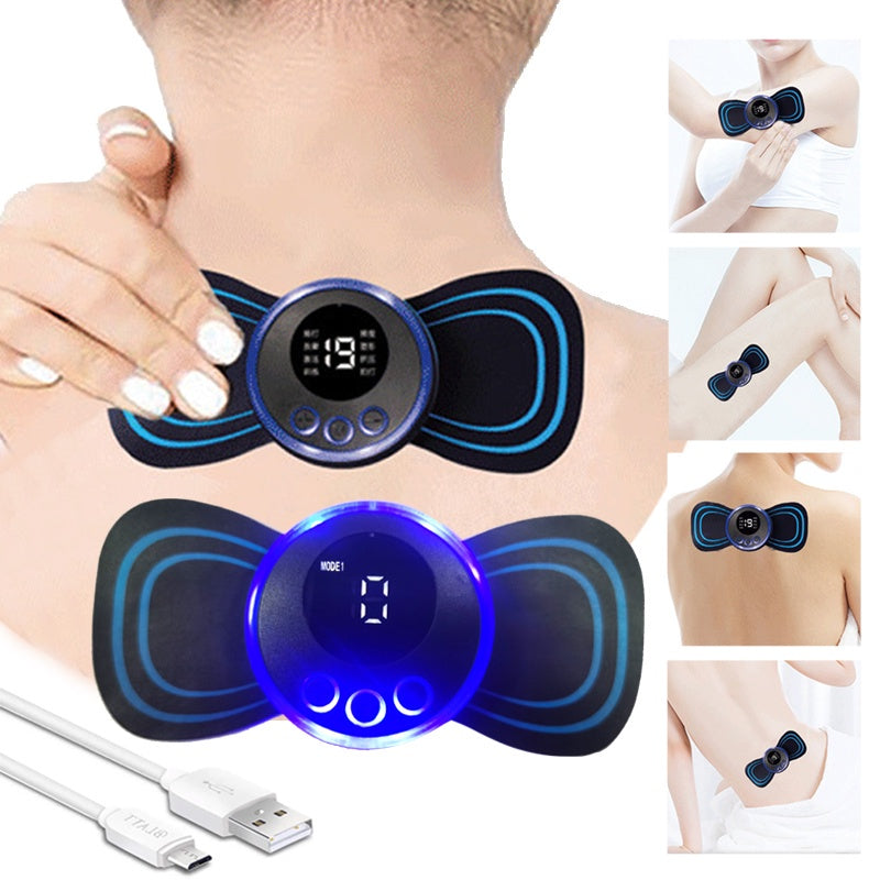 Mini dispozitiv pentru masaj si ameliorarea durerii, 8 moduri, albastru