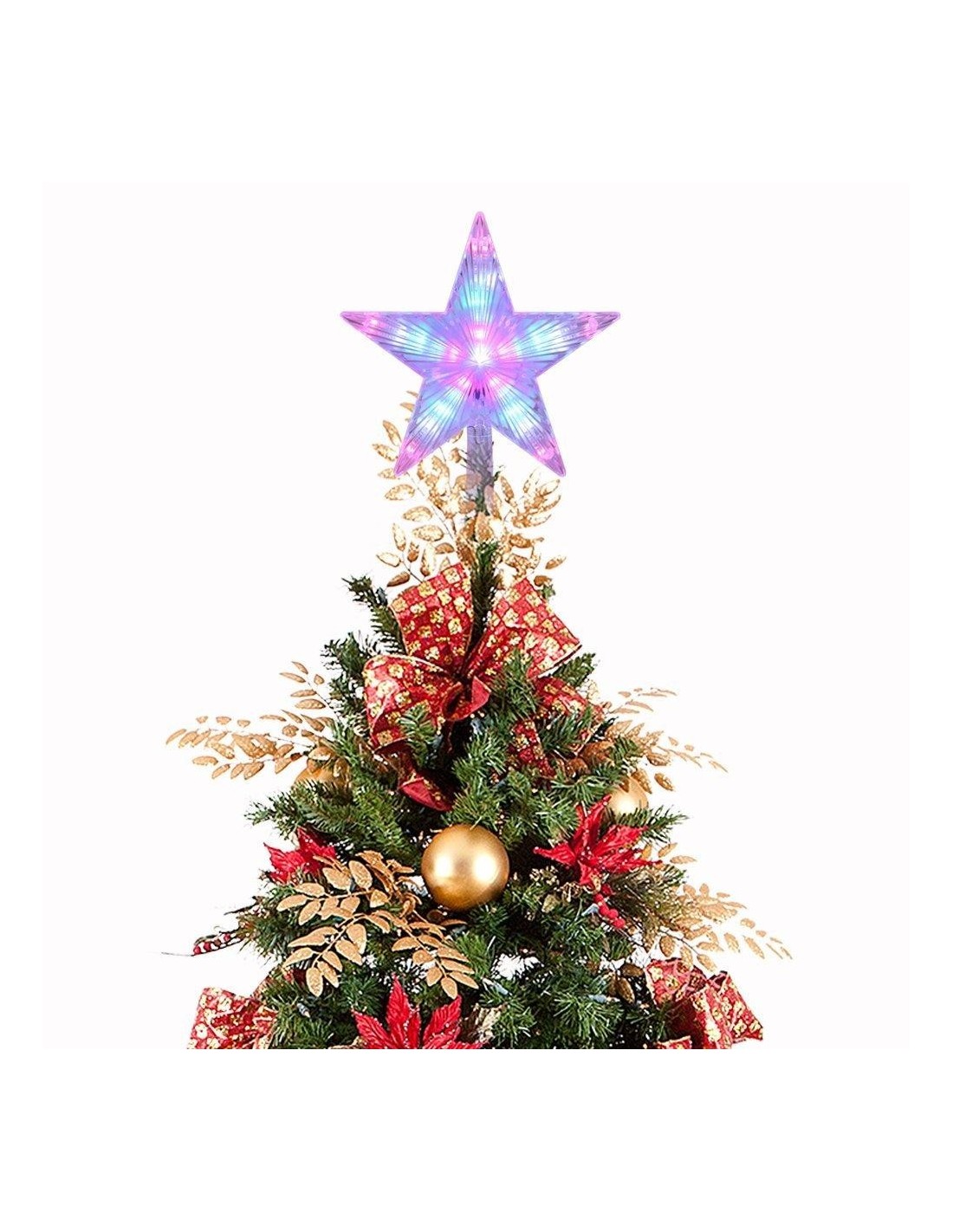 Stea cu LED pentru varful bradului, multicolor, 10/15 LED