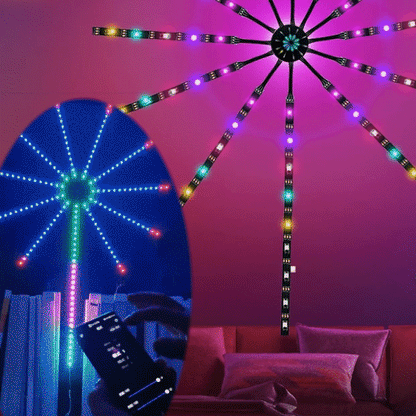 Lumini LED tip artificii inteligente, RGB, muzica, telecomanda si control din smartphone, multicolor