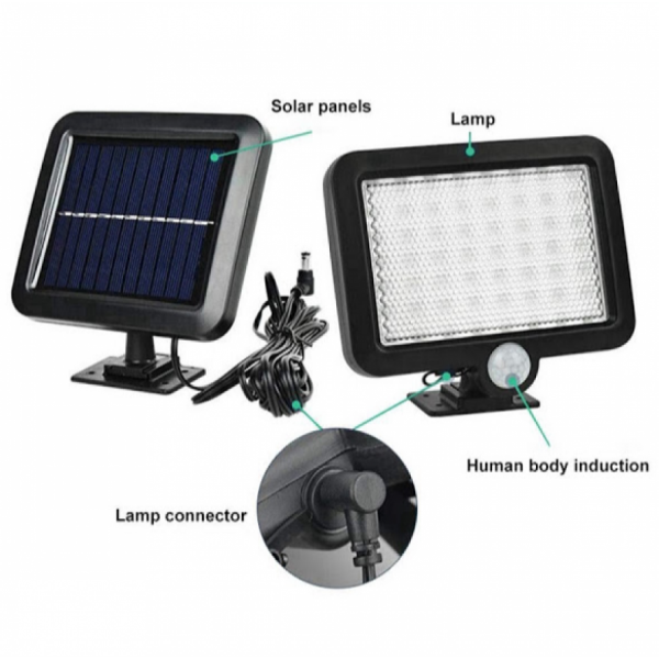 Lampa LED COB cu panou solar SL-F100, cu acumulator si telecomanda, negru