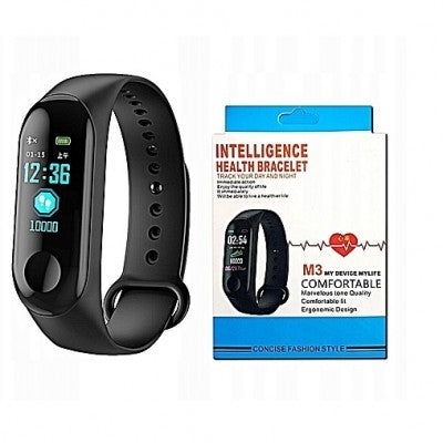 Bratara fitness cu multiple functii M3, ecran TFT 0.96", USB, Bluetooth, Masurare ritm, negru