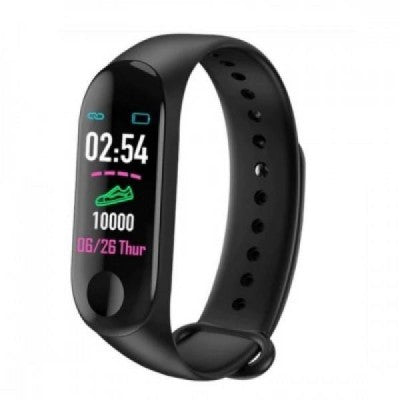 Bratara fitness cu multiple functii M3, ecran TFT 0.96", USB, Bluetooth, Masurare ritm, negru