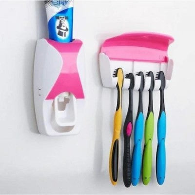 Dozator si suport 2 in 1 pentru pasta de dinti si periute