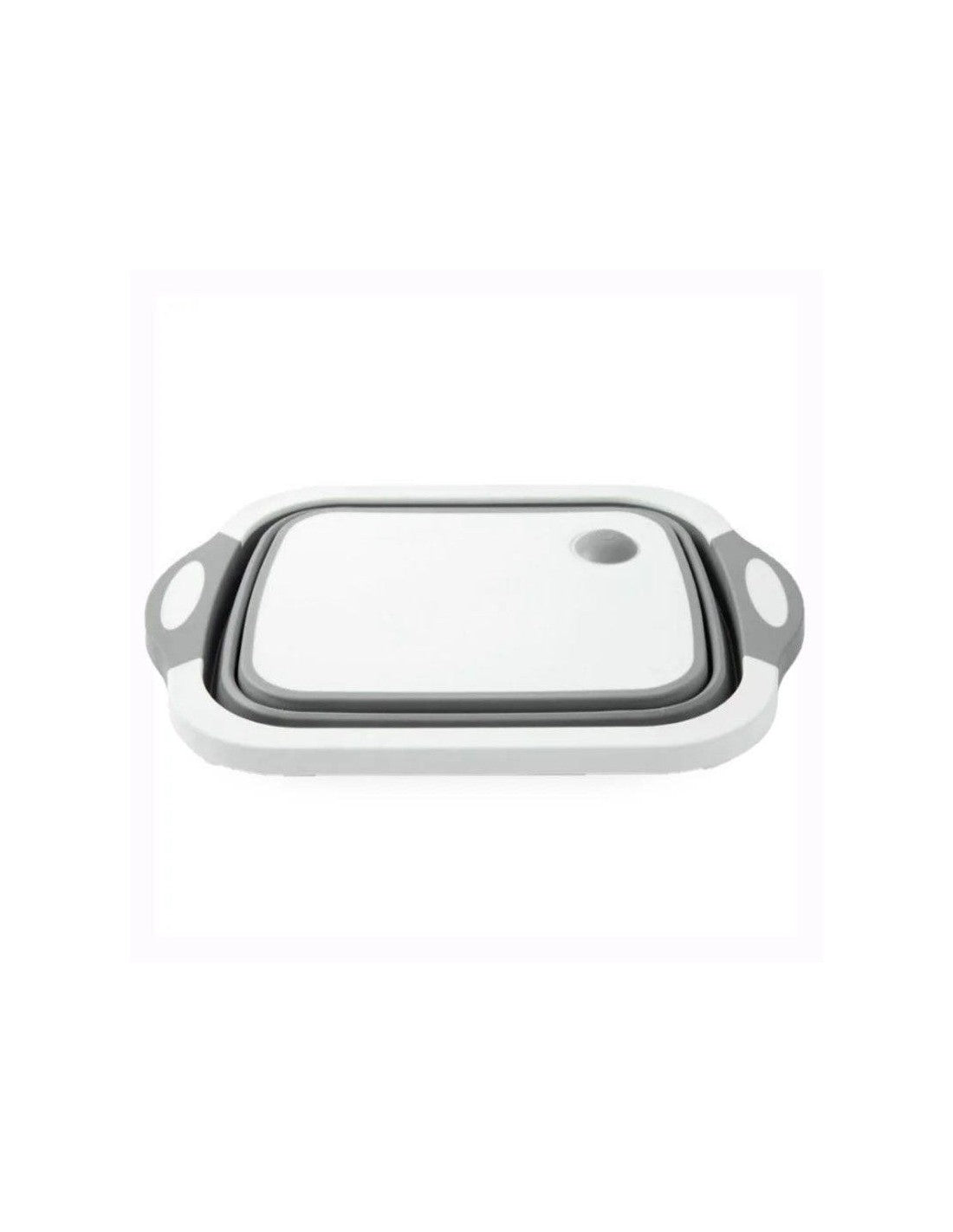 Tocator multifunctional, pliabil, cu dop, 40 x 30 x 3 cm, culoare alb/gri