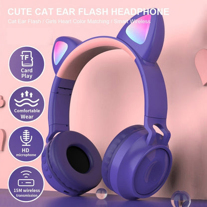 Casti Wireless pliabile cu urechi de pisica, microfon incorporat, Bluetooth, 5.0