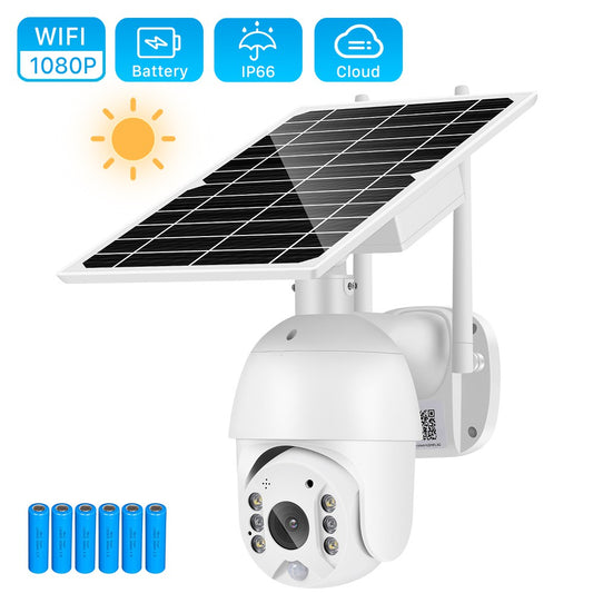 Camera Supraveghere cu Incarcare Solara Wi-Fi, 6 Acumulatori, Rezolutie 3Mp, Leduri Night Vision
