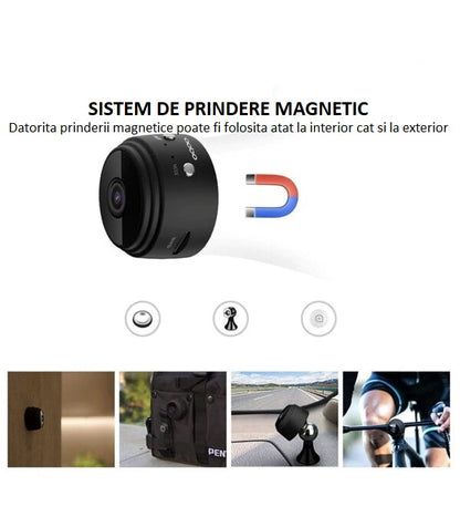 Mini Camera WiFi de Supraveghere, 1080p, Full HD Night Vision, alarma si urmarire intrusi