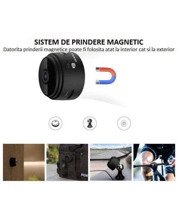 Mini Camera WiFi de Supraveghere, 1080p, Full HD Night Vision, alarma si urmarire intrusi